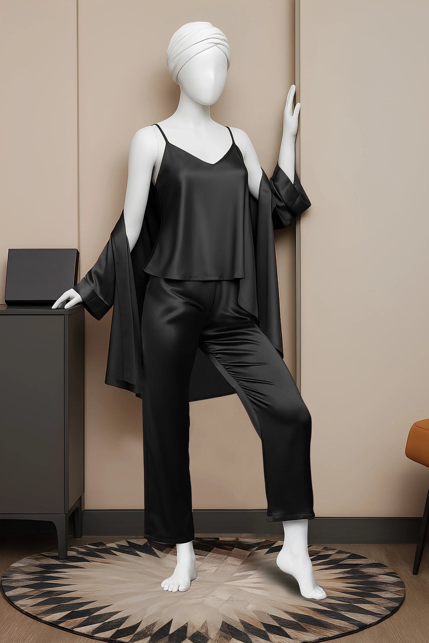 Premium Silk Gown, Top & Trouser Set – Elegant Women’s Three-Piece Outfit