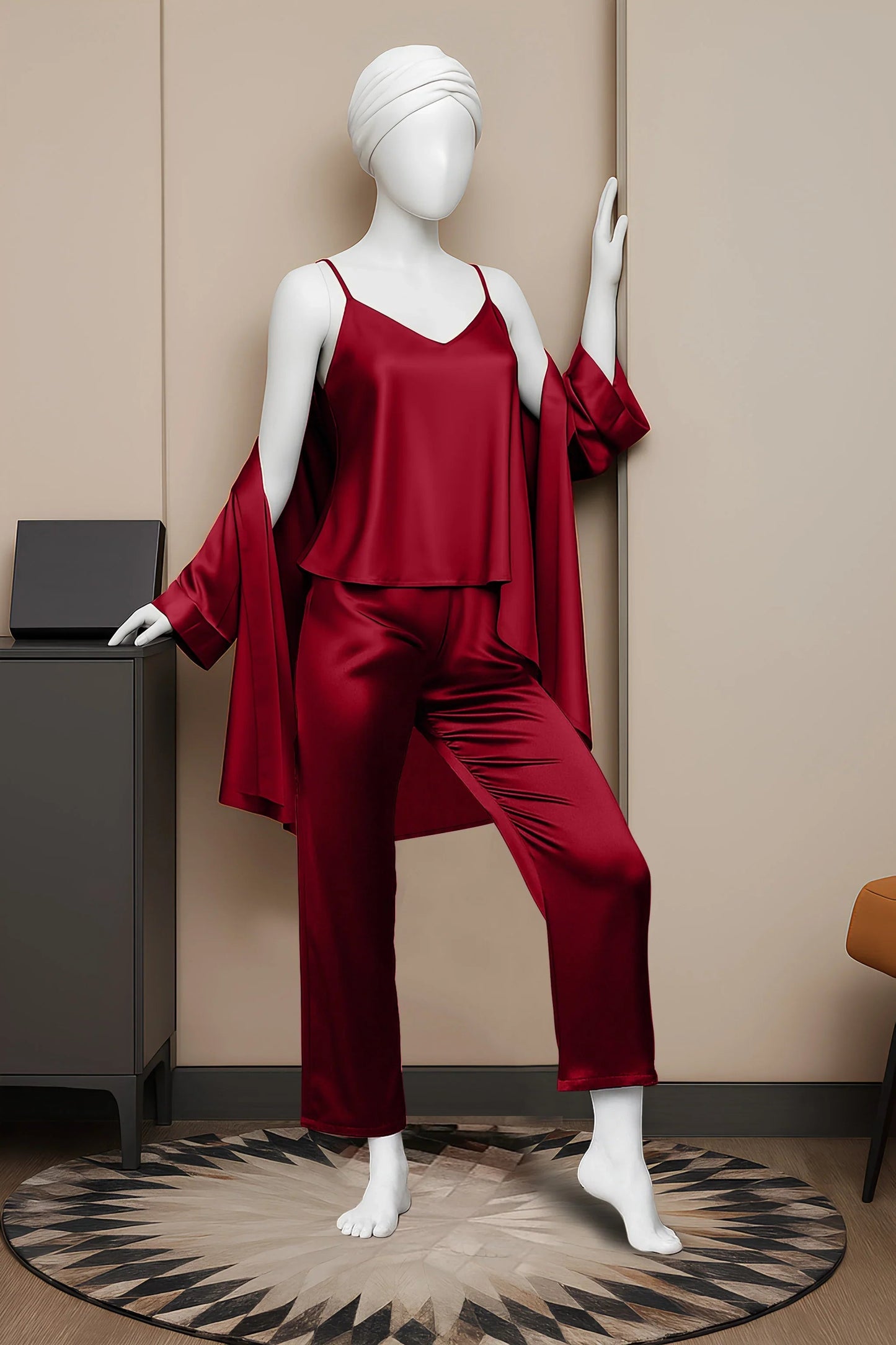 Premium Silk Gown, Top & Trouser Set – Elegant Women’s Three-Piece Outfit