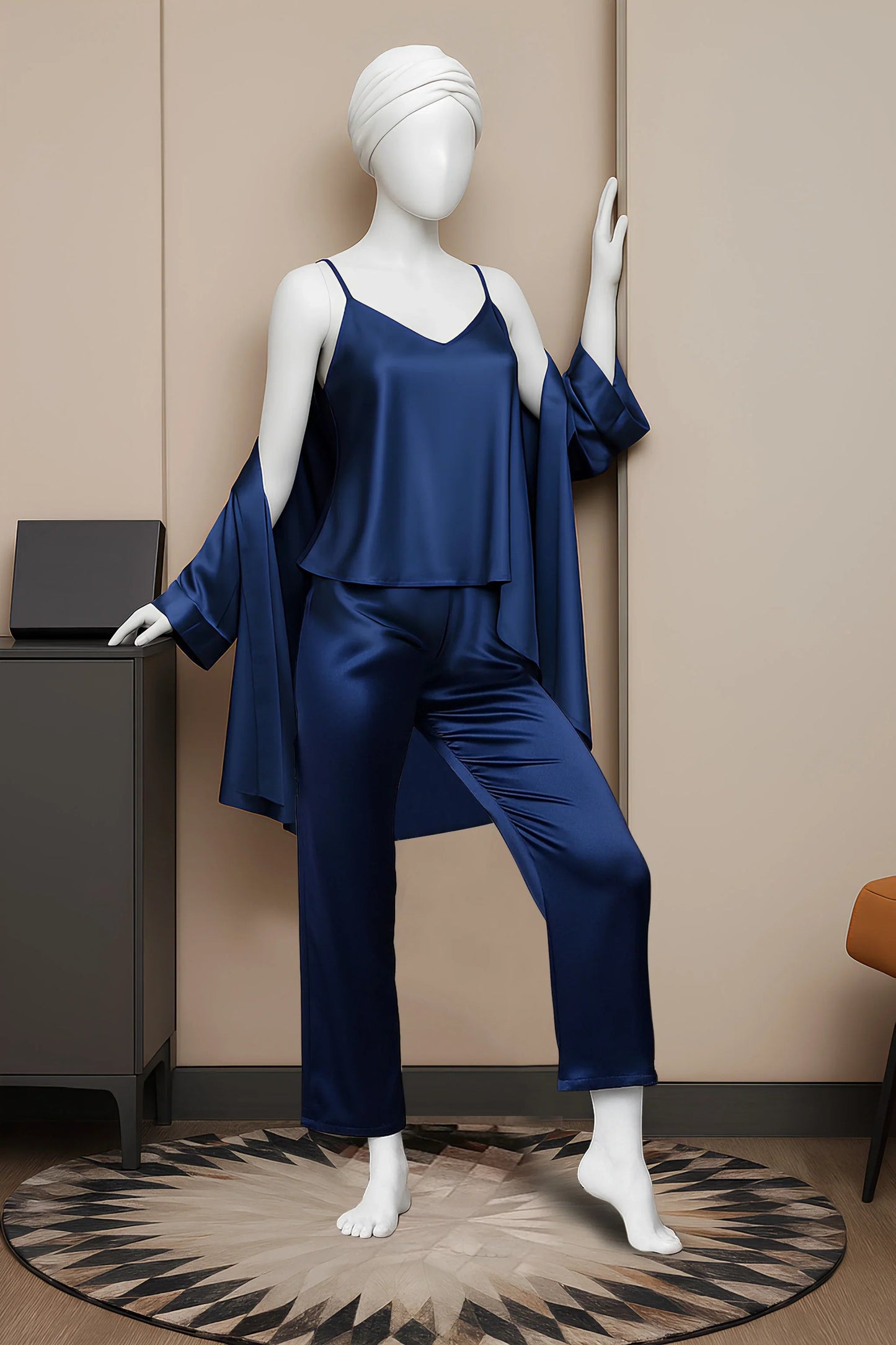 Premium Silk Gown, Top & Trouser Set – Elegant Women’s Three-Piece Outfit