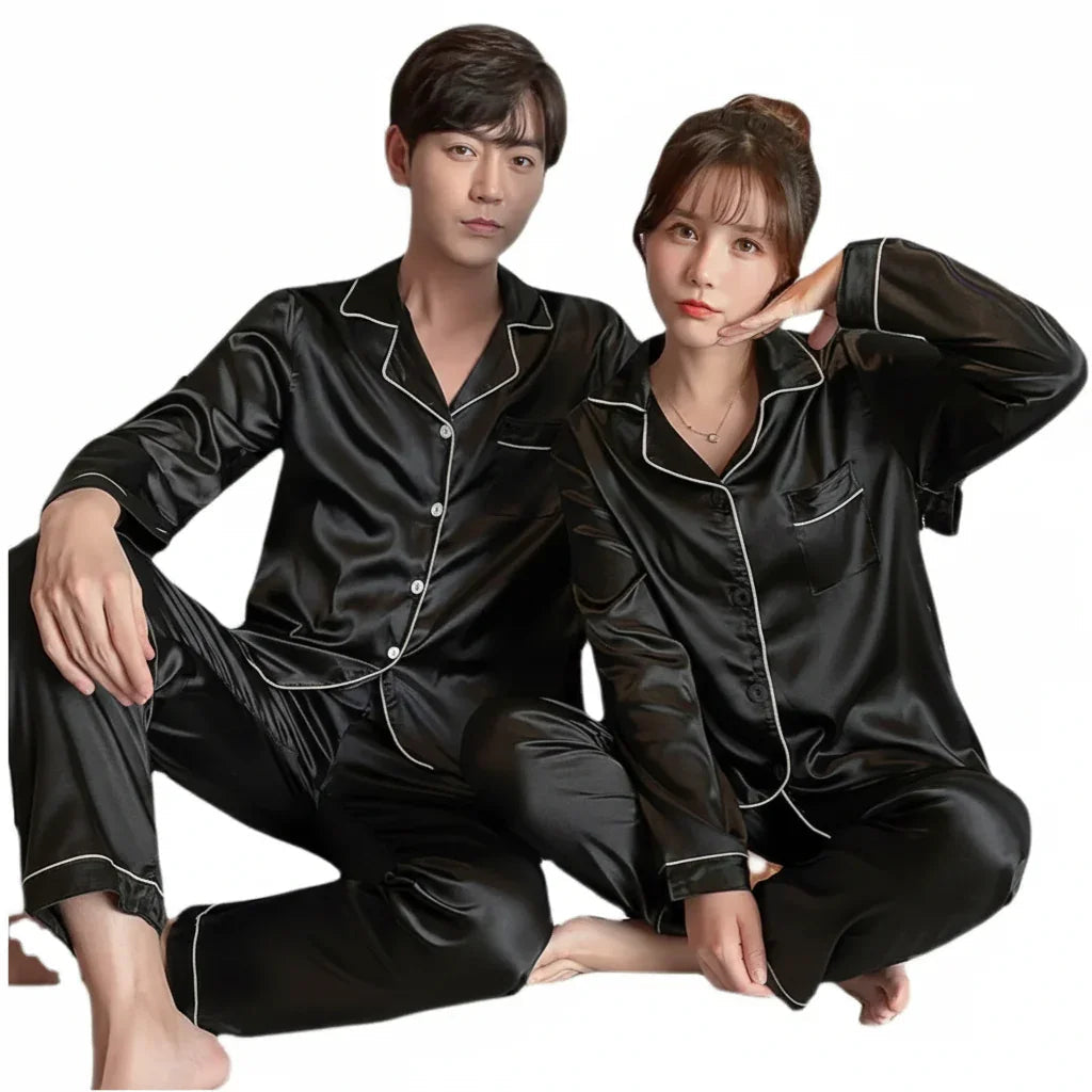 Luxury Soft Silk Pajama Set | Button-Up Nightwear for Men & Women | 4 Premium Colours