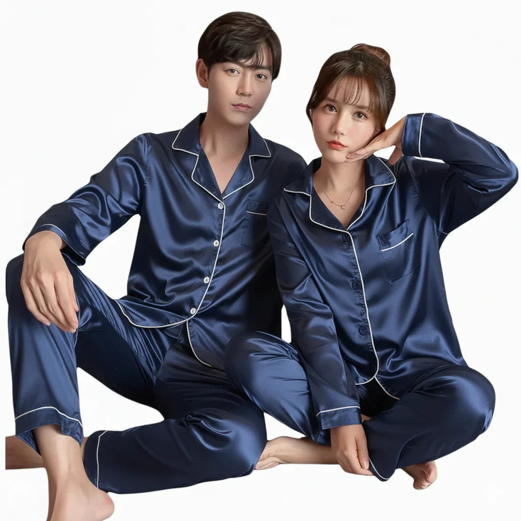 Luxury Soft Silk Pajama Set | Button-Up Nightwear for Men & Women | 4 Premium Colours