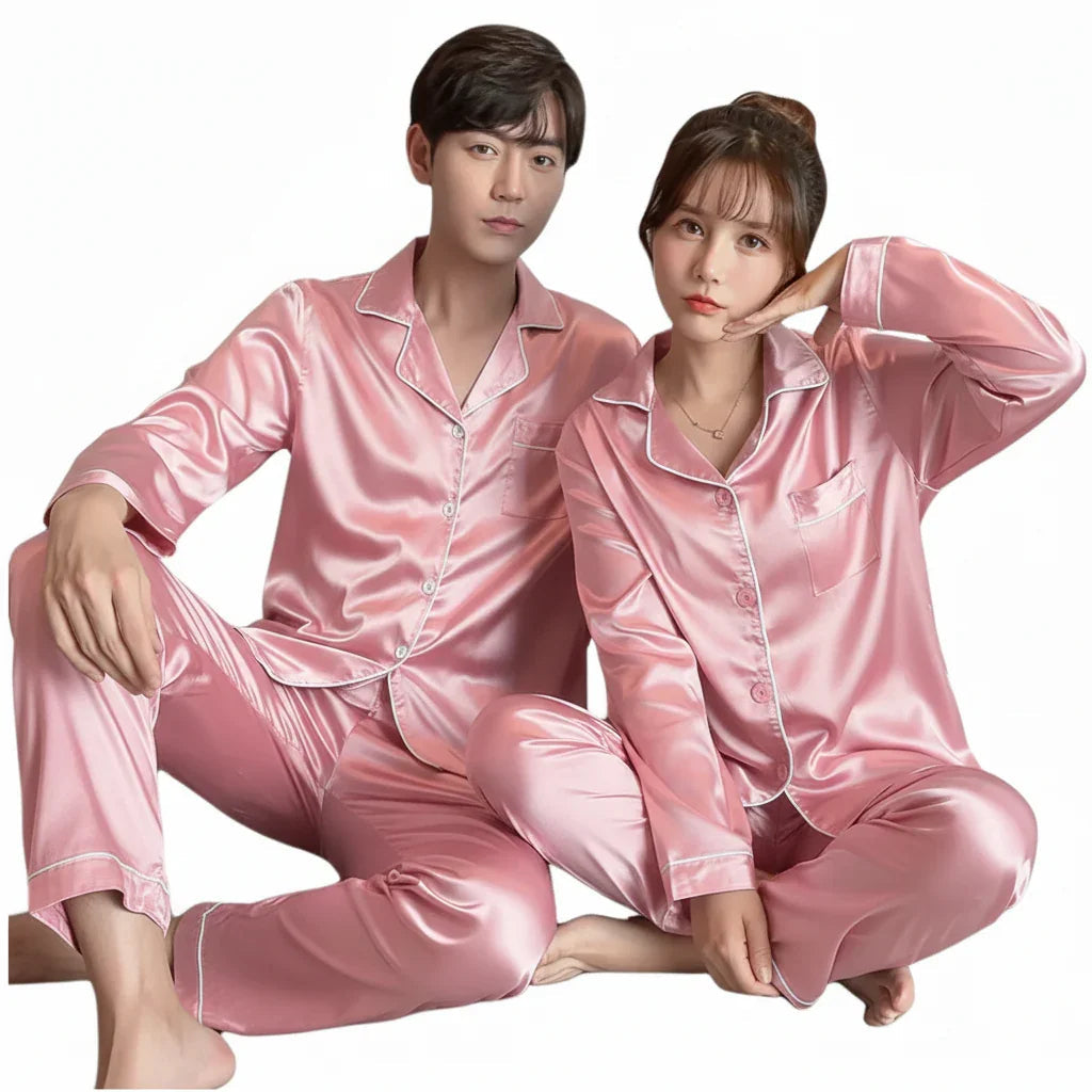 Luxury Soft Silk Pajama Set | Button-Up Nightwear for Men & Women | 4 Premium Colours