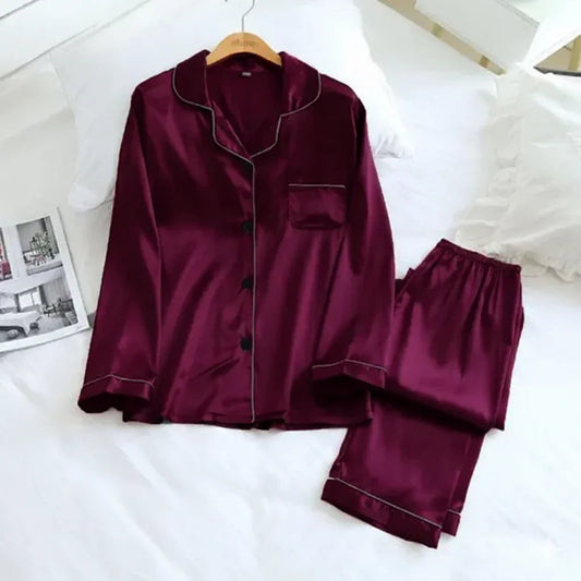 Luxury Soft Silk Pajama Set | Button-Up Nightwear for Men & Women | 4 Premium Colours