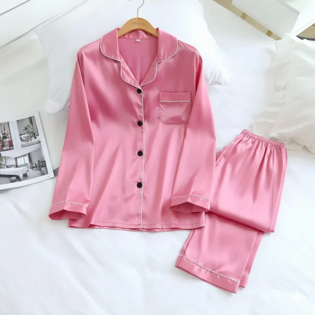 Luxury Soft Silk Pajama Set | Button-Up Nightwear for Men & Women | 4 Premium Colours