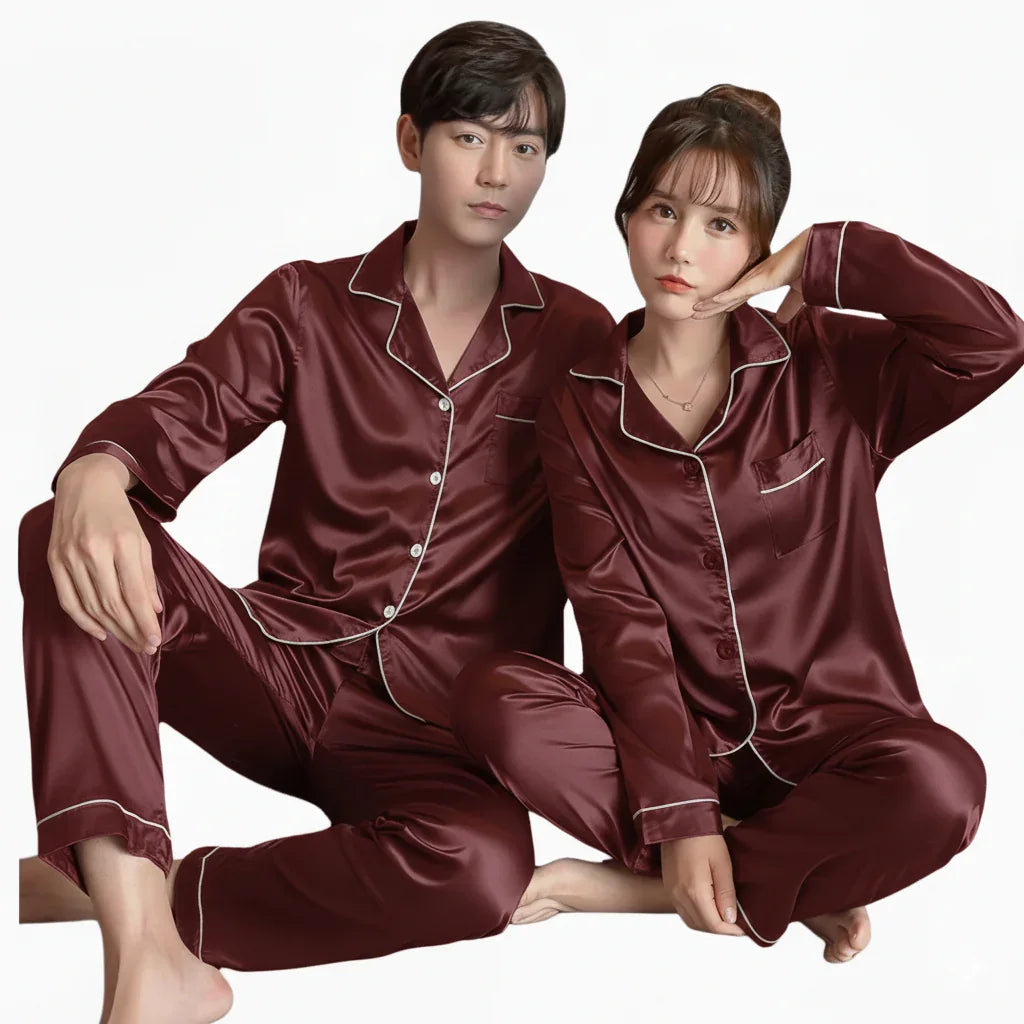Luxury Soft Silk Pajama Set | Button-Up Nightwear for Men & Women | 4 Premium Colours