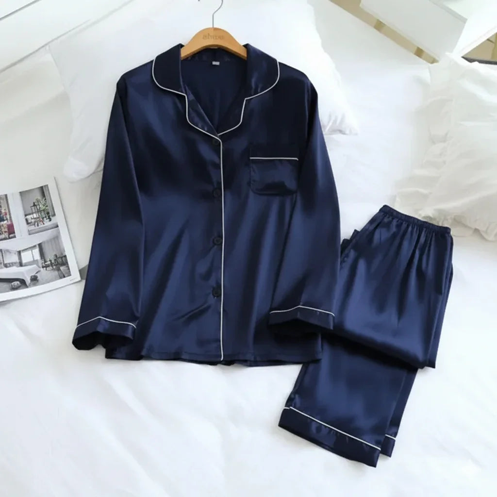 Luxury Soft Silk Pajama Set | Button-Up Nightwear for Men & Women | 4 Premium Colours
